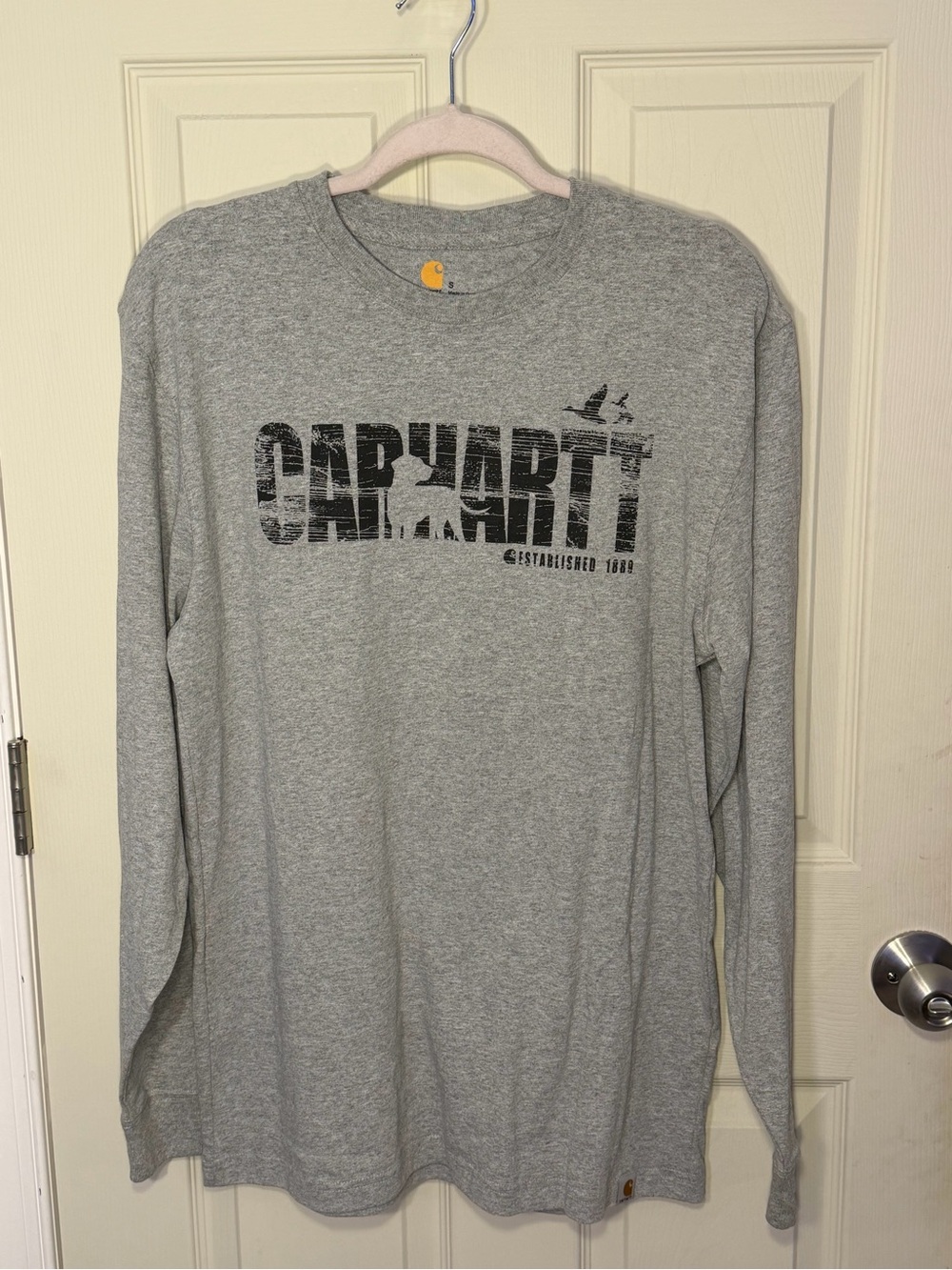 Carhartt Men's Heather Gray Long-Sleeve Logo Tee